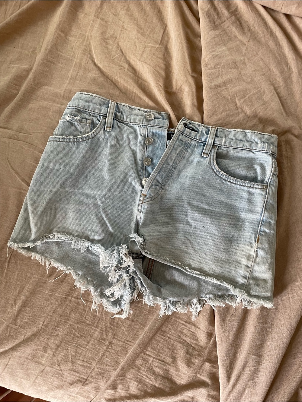 Hudson Jeans Light Blue Distressed Denim Shorts